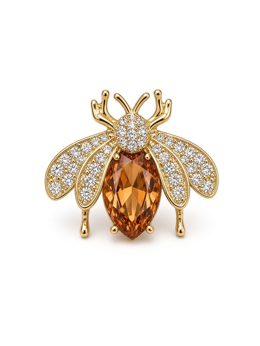 Golden orange bee brooch